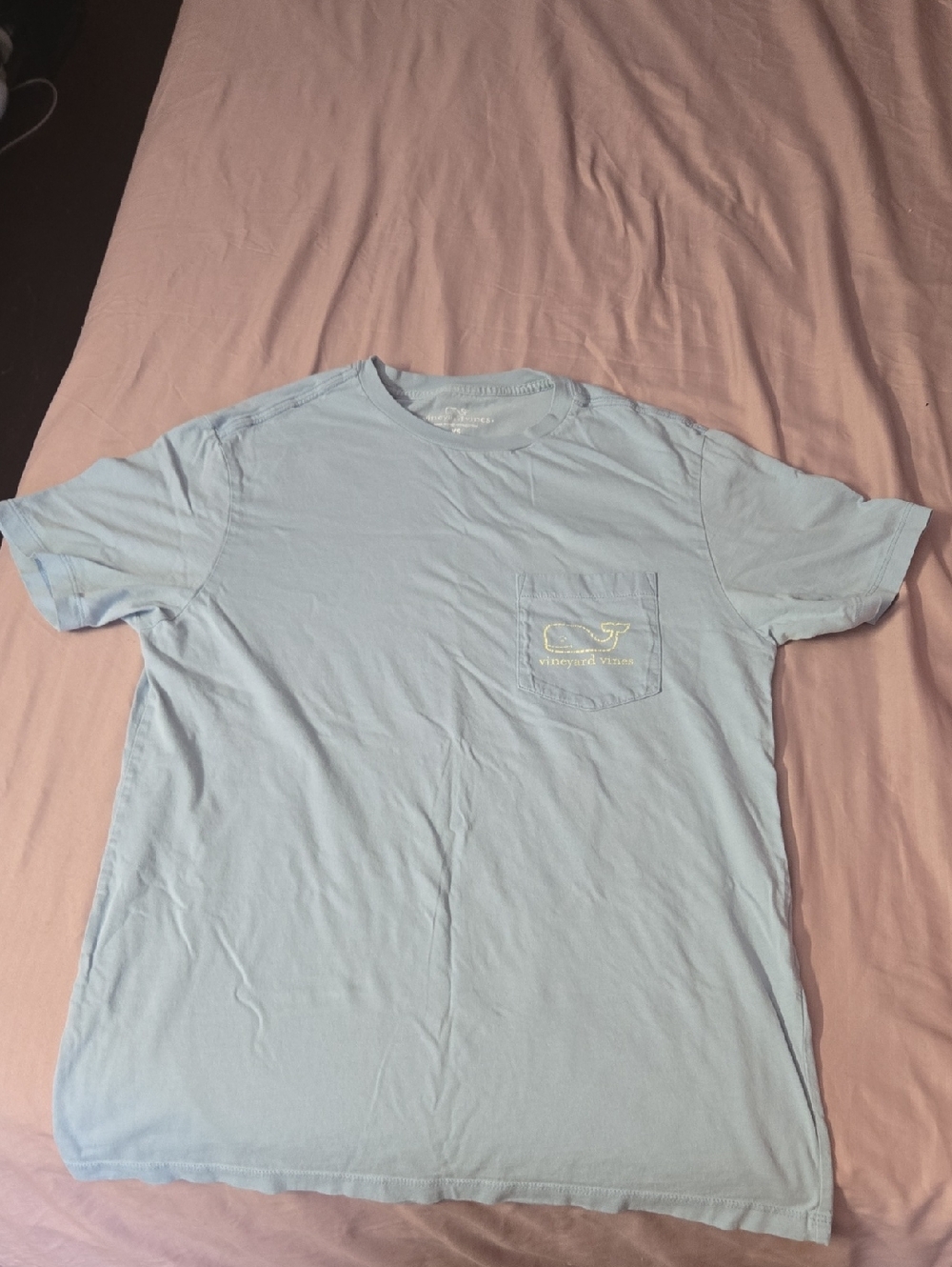 Vineyard Vines Light Blue Short Sleeve Pocket Tee with Whale Logo